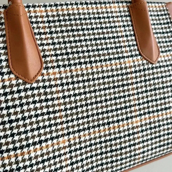 a new day Satchel Handbag,Multicolored/Brown/Green/White Houndstooth Crossbody - Picture 9 of 15